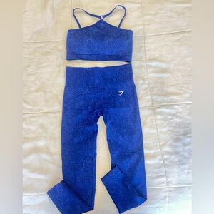 Gymshark Adapt Animal Blue Leggings and Bra Set - Size Small